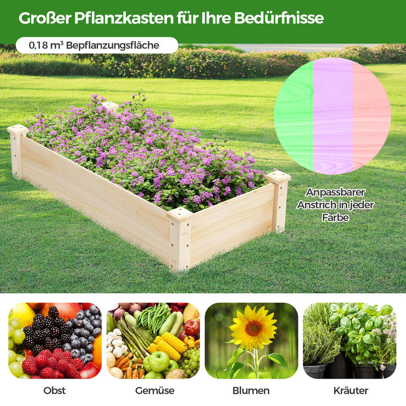 Raised Bed Planter Box - Kotak Penanam Kayu Fir Persegi untuk