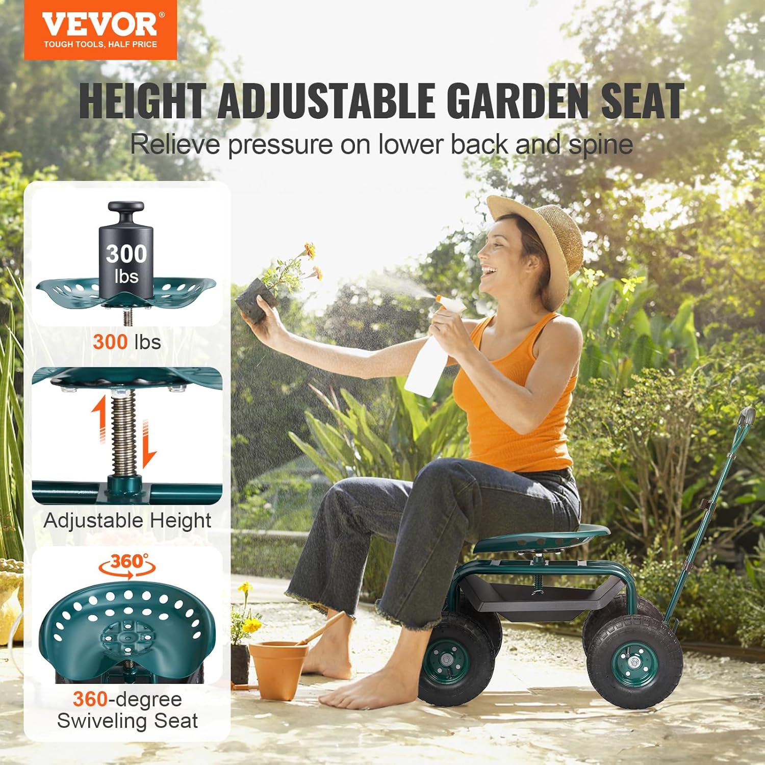 Kursi Kerja Beroda untuk Berke - Gardening Yard Tools ulasan dan harga