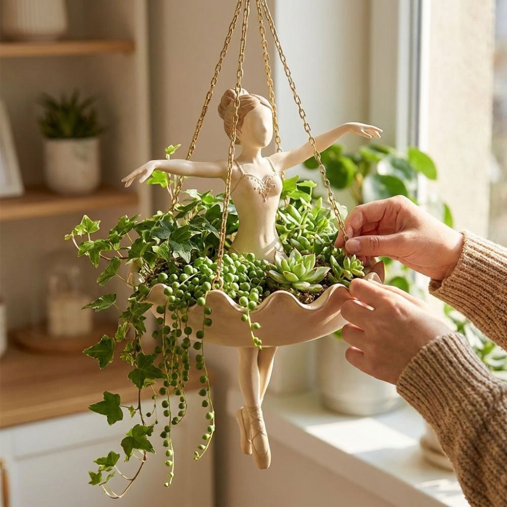 Pot Gantung Penari Balet Resin - Hanging Planter Basket ulasan dan harga
